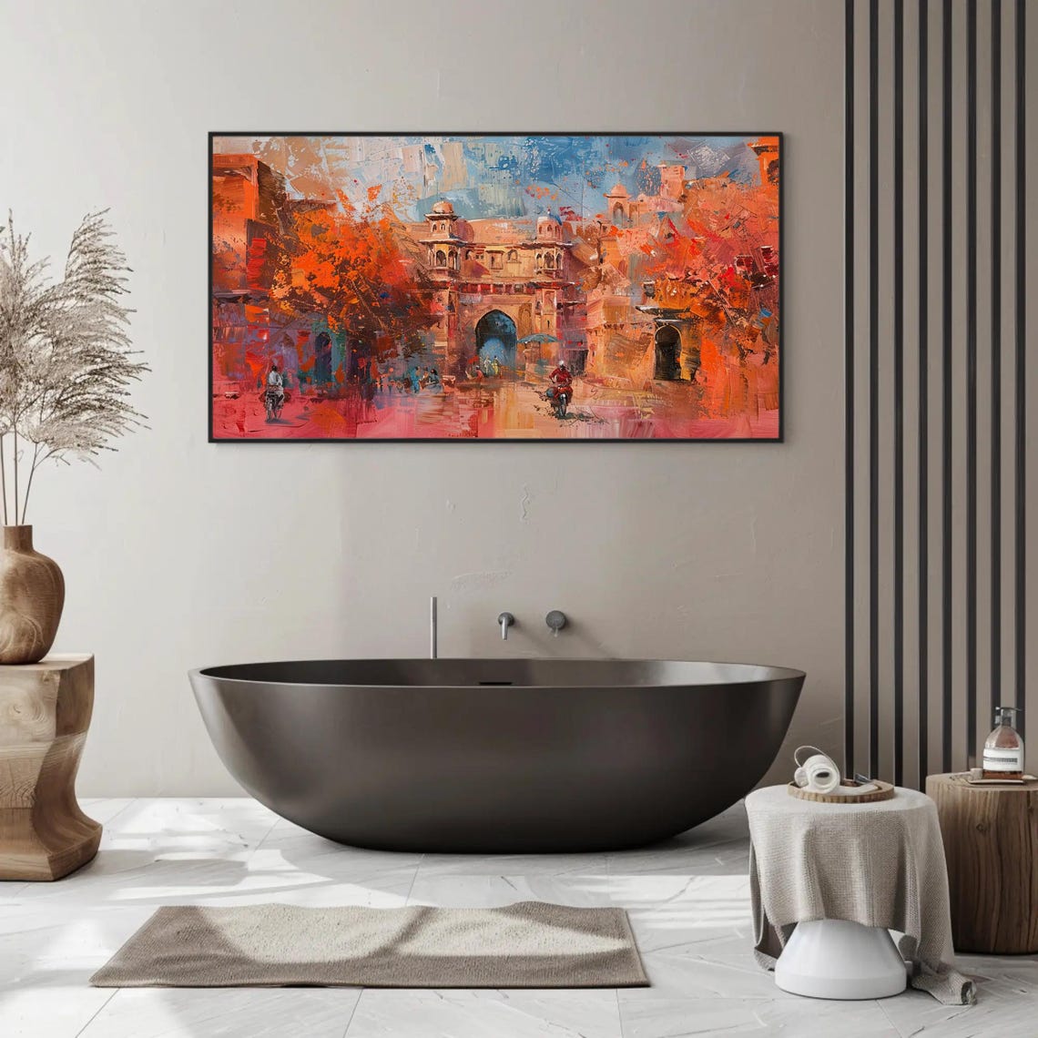Jaipur Abstract Orange Cityscape With Ancient Stone Archway Poster - Image 4