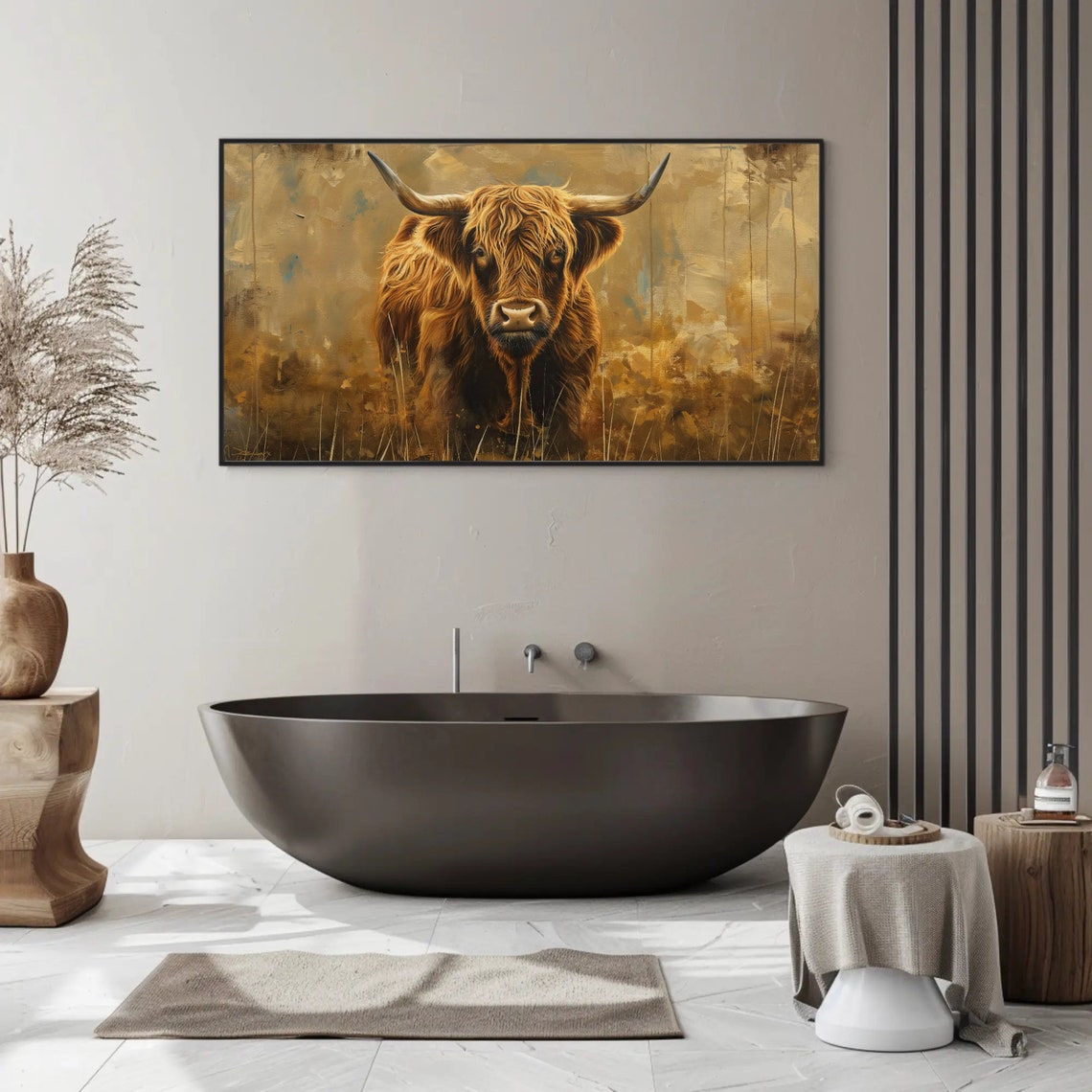 Scottish Highland Cow In Golden Field Rustic Portrait Poster - Image 4