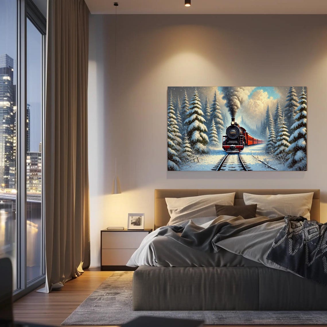 Vintage Steam Train Crossing A Snowy Winter Forest Scene Poster - Image 2