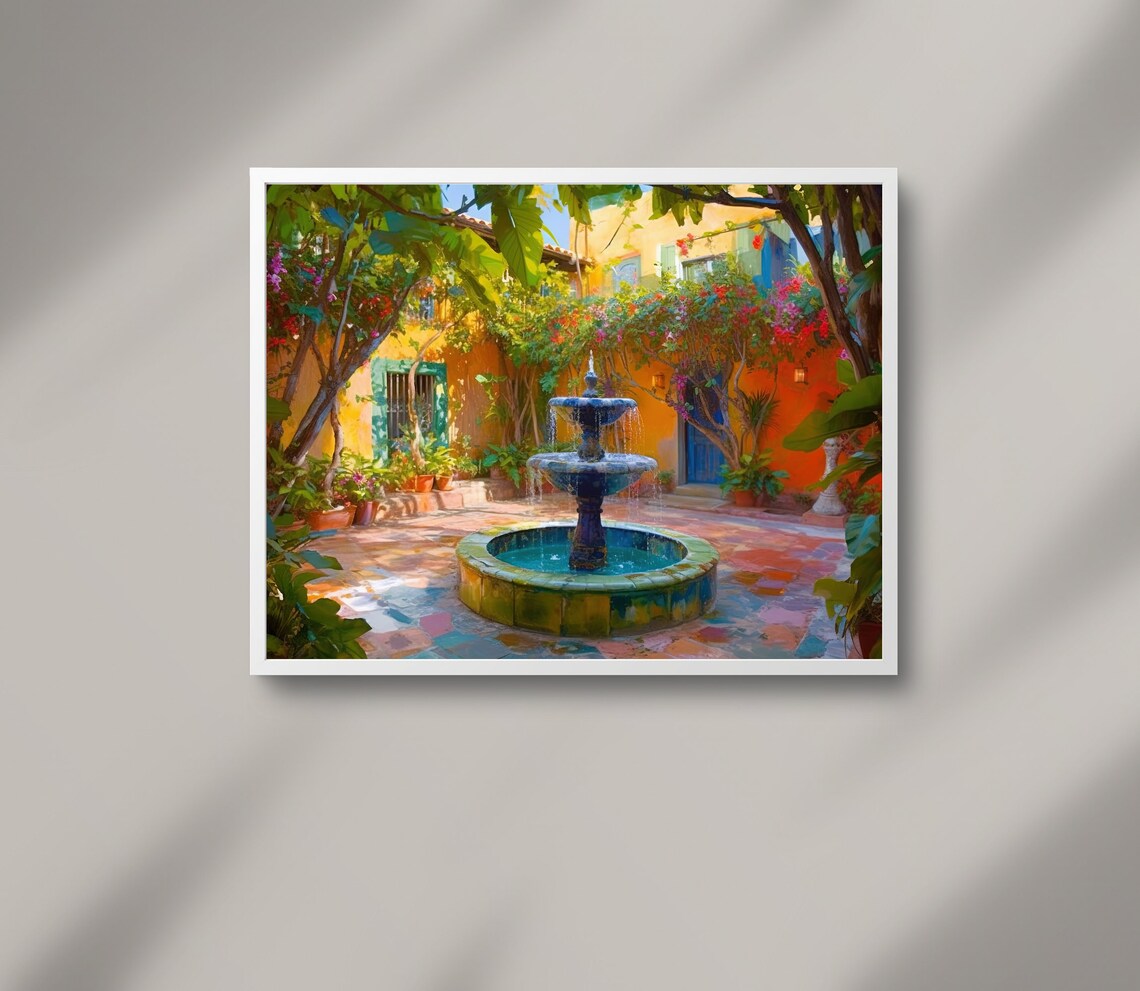 Mexican Backyard Garden Art Print, Colorful Decor - Image 4