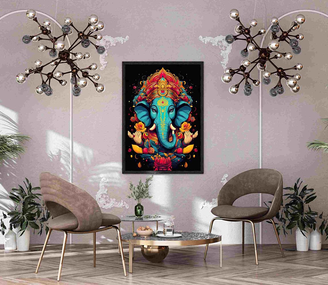 Ganesha Wall Art Print, Hindu Home Decor Piece - Image 3