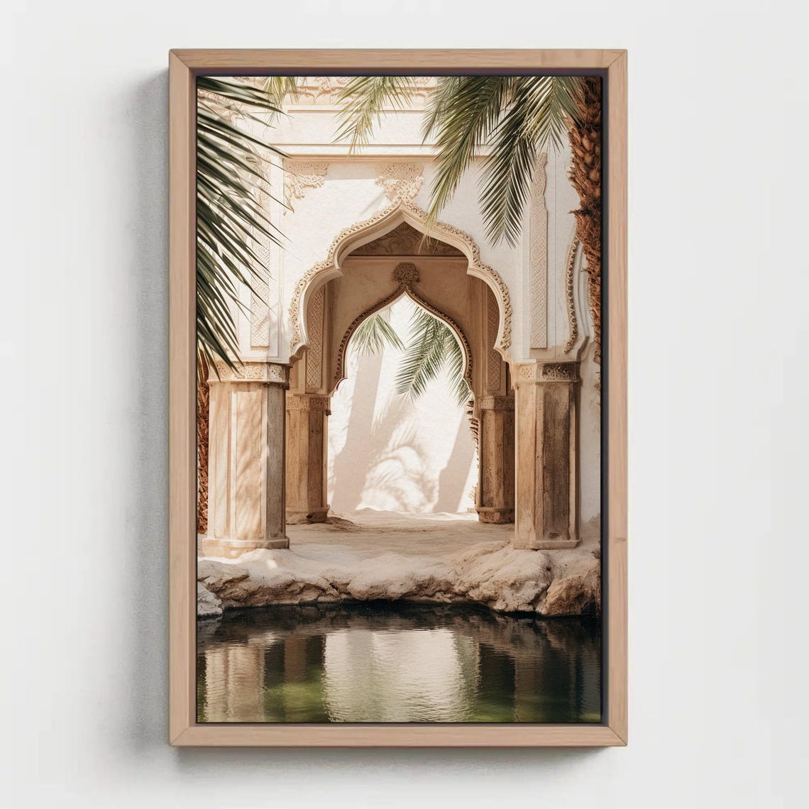 Moorish Stone Archway With Palms and Reflecting Pool Scene Poster - Image 5