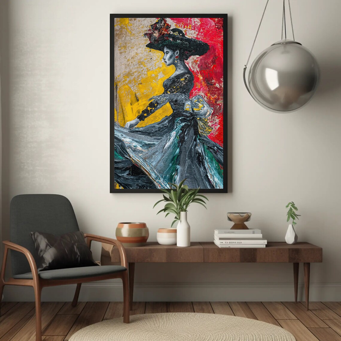 Mexican Folk Dancer in Flowing Dress Impasto Oil Wall Poster - Image 5