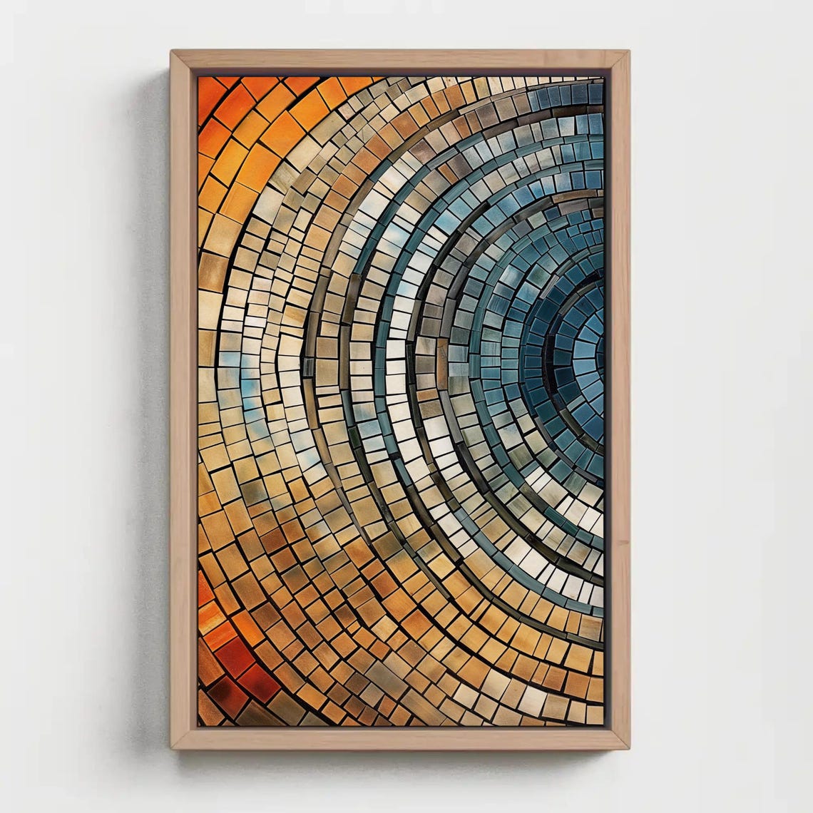 Tree Ring Mosaic Abstract Amber Gold Teal Concentric Circles Poster - Image 4