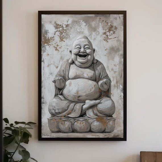 Laughing Buddha Abstract Spiritual Indian Art Print