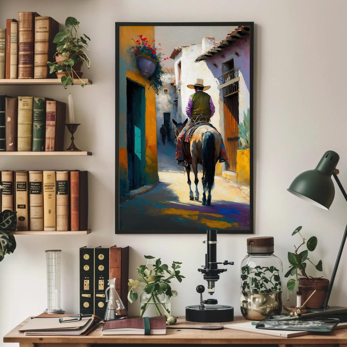 Mexican Horse Rider Print Mexican Art Mexican Painting Mexico Print Mexican Oil Painting Mexican Art Home Decor - Image 4