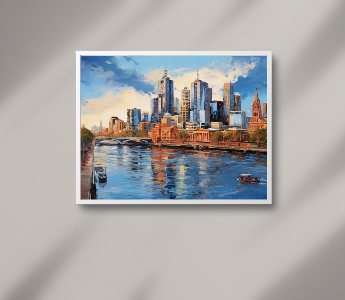 Melbourne, Australia Travel Poster, Oil Painting - Image 4