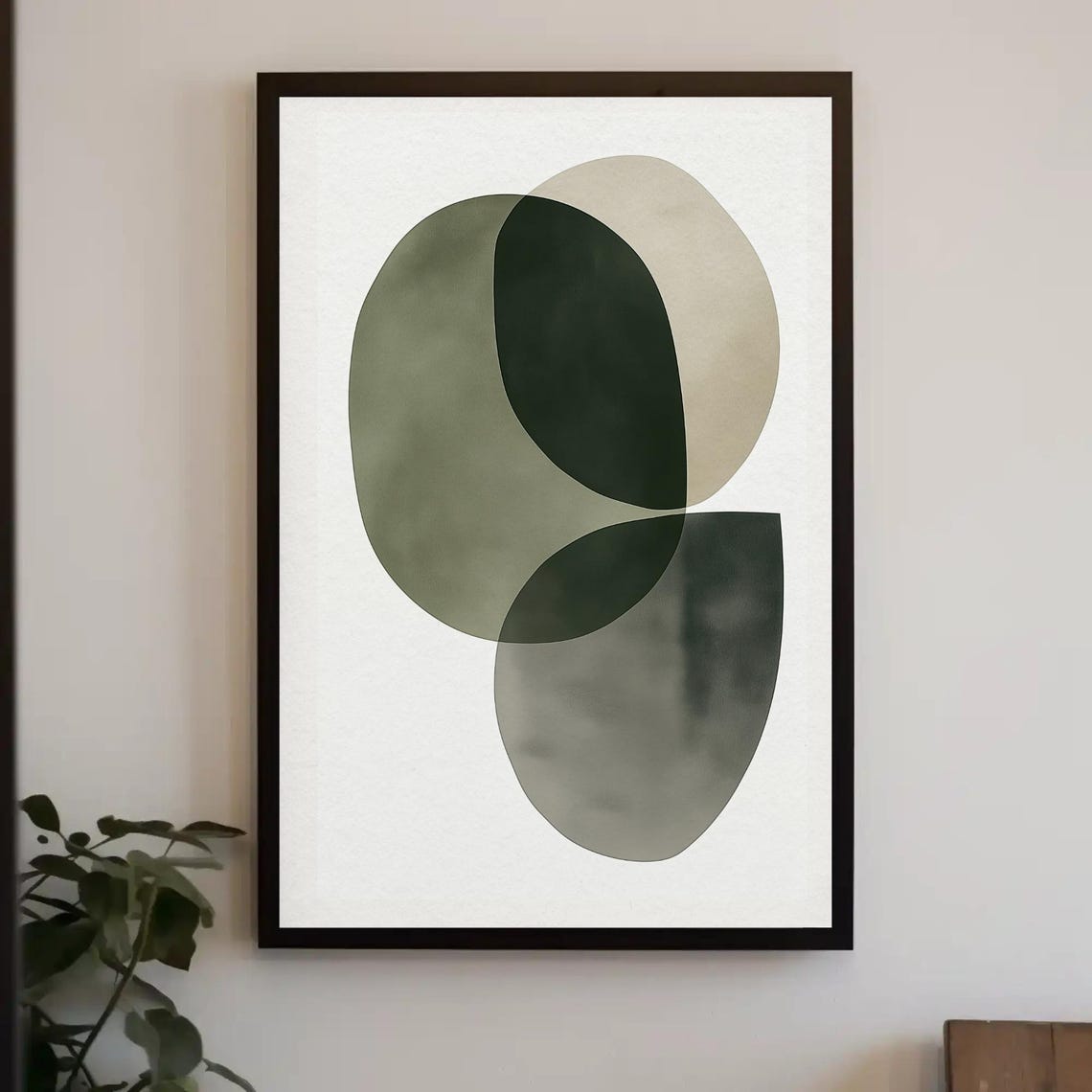 Muted Sage Green Organic Shapes Minimalist Modern Art Poster