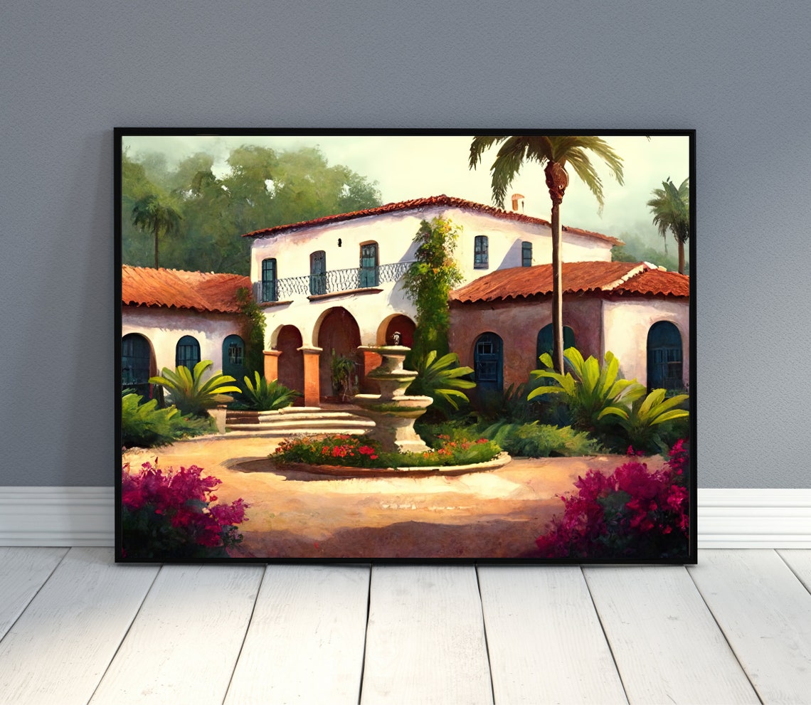 Charming Spanish Style Villa With Arched Courtyard And Fountain Poster - Image 2