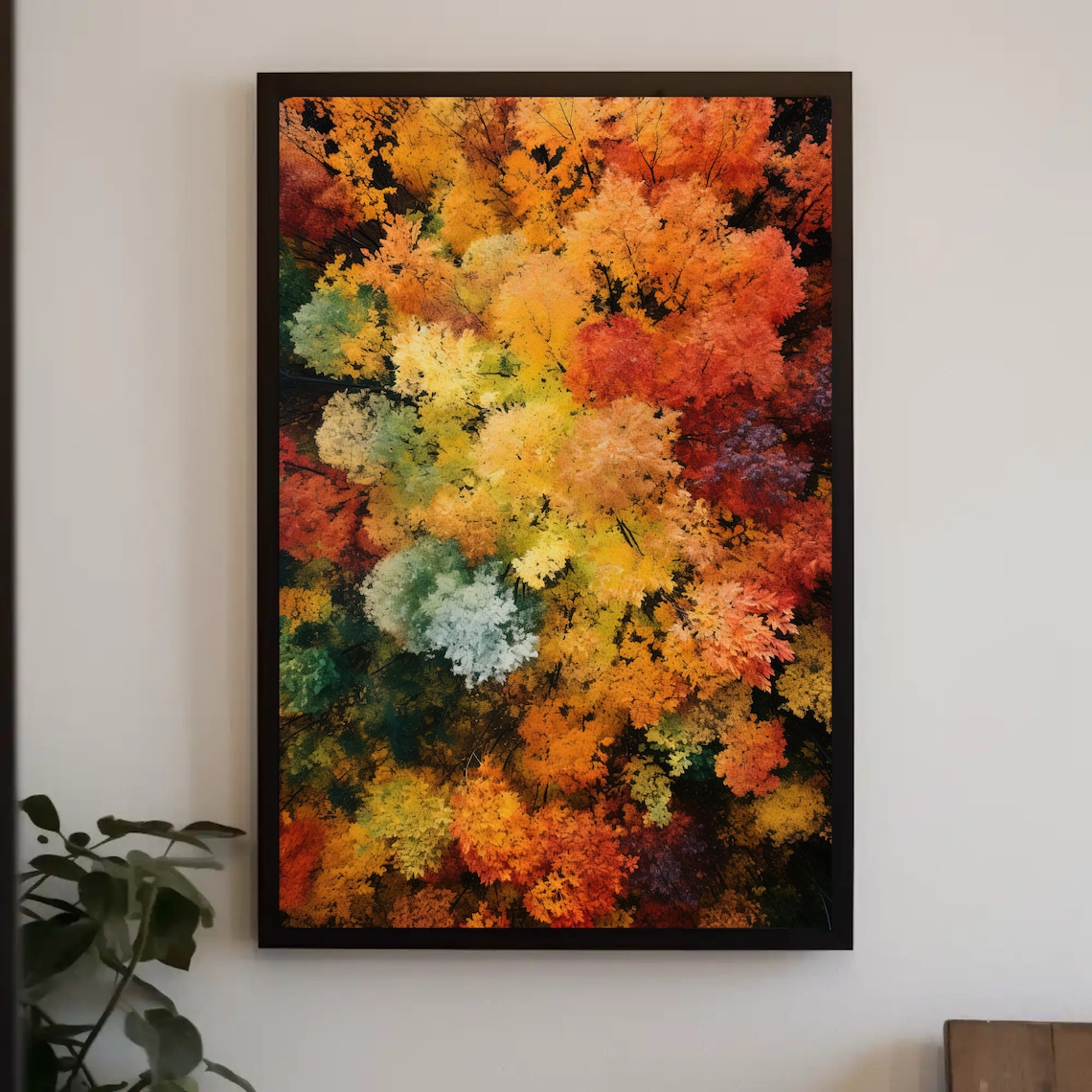 Autumn Treetops Aerial View Fall Colors Seasonal Landscape Poster