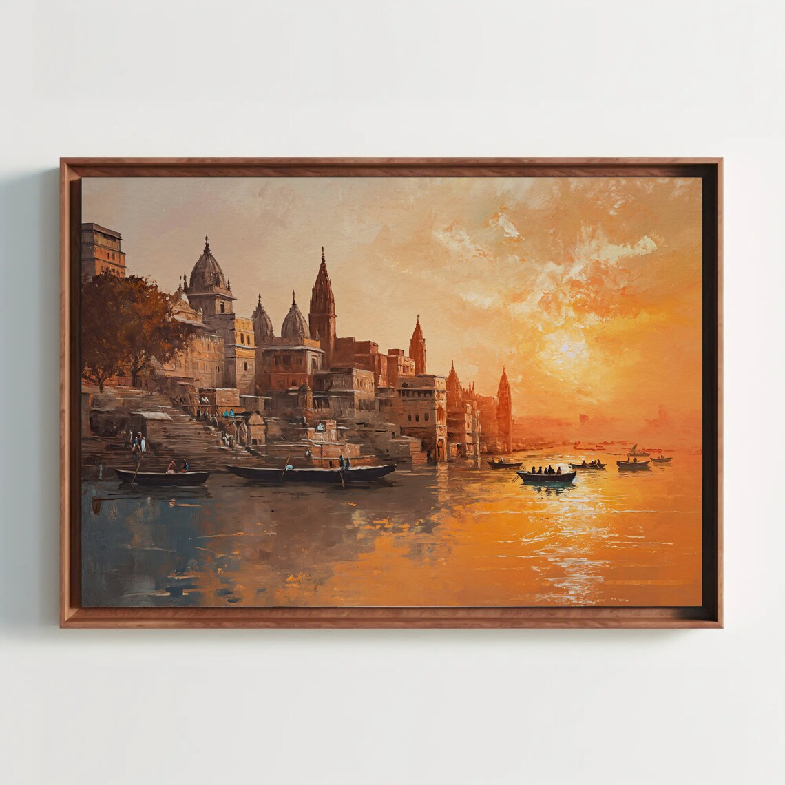 Varanasi Sunset Travel Poster, India Wall Art