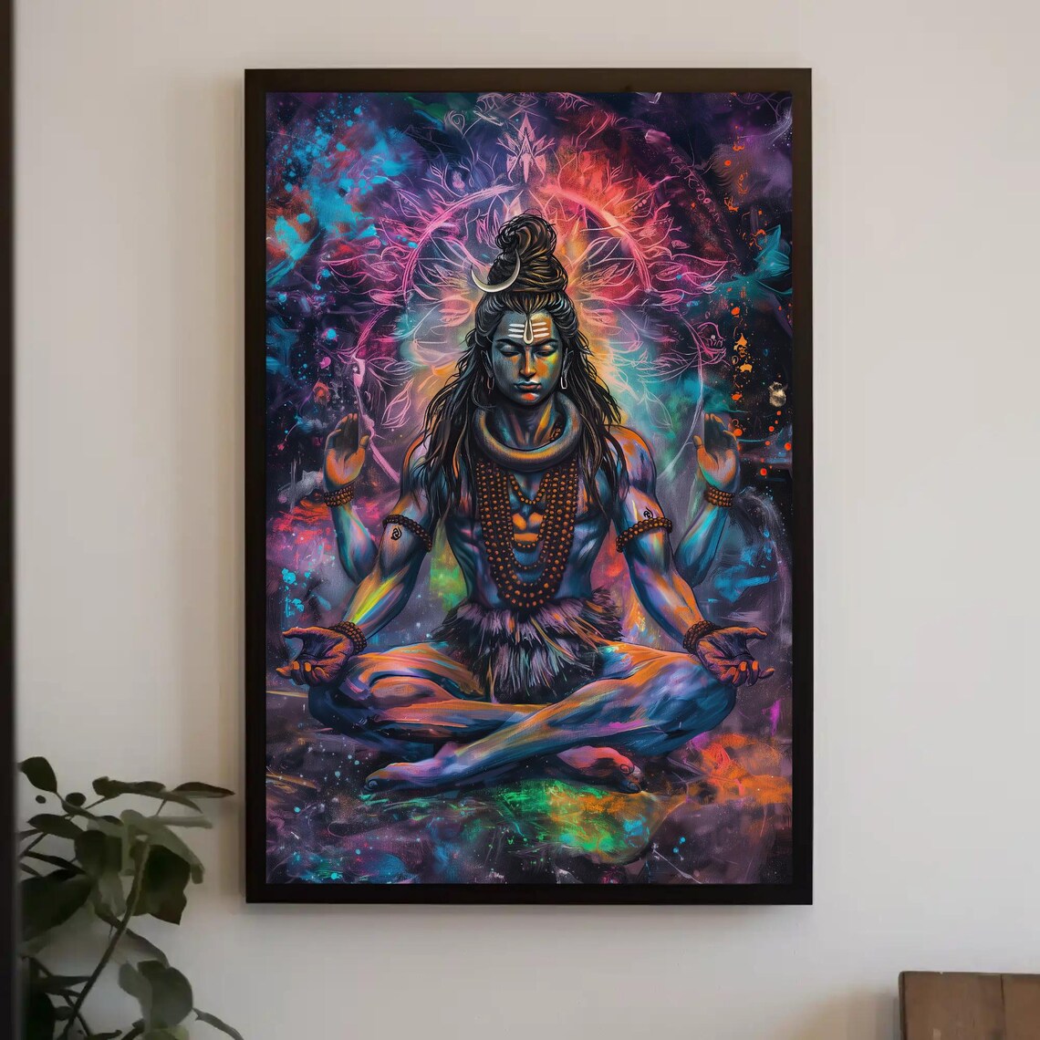 Lord Shiva Meditation Art Print, Yoga Studio Decor
