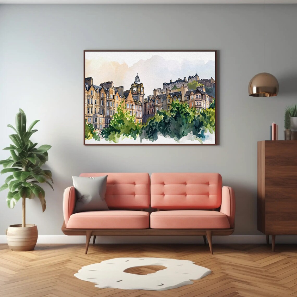 Edinburgh Scotland Watercolor Travel Poster Print - Image 3