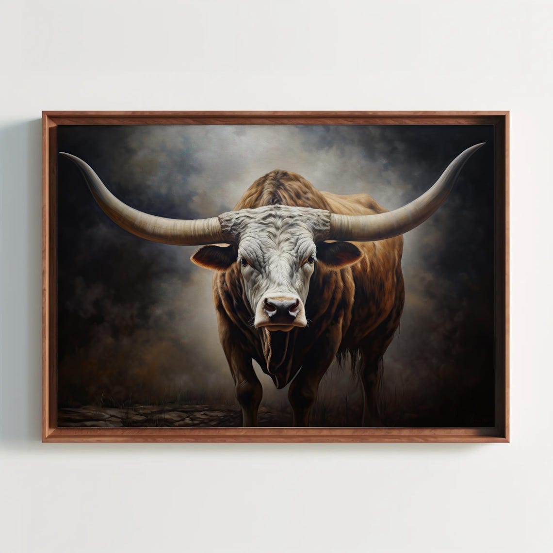 Texas Longhorn Cow Large Painting Farmhouse Living Room Art Longhorn Painting Wall Art Framed Print Stretched Ready To Hang
