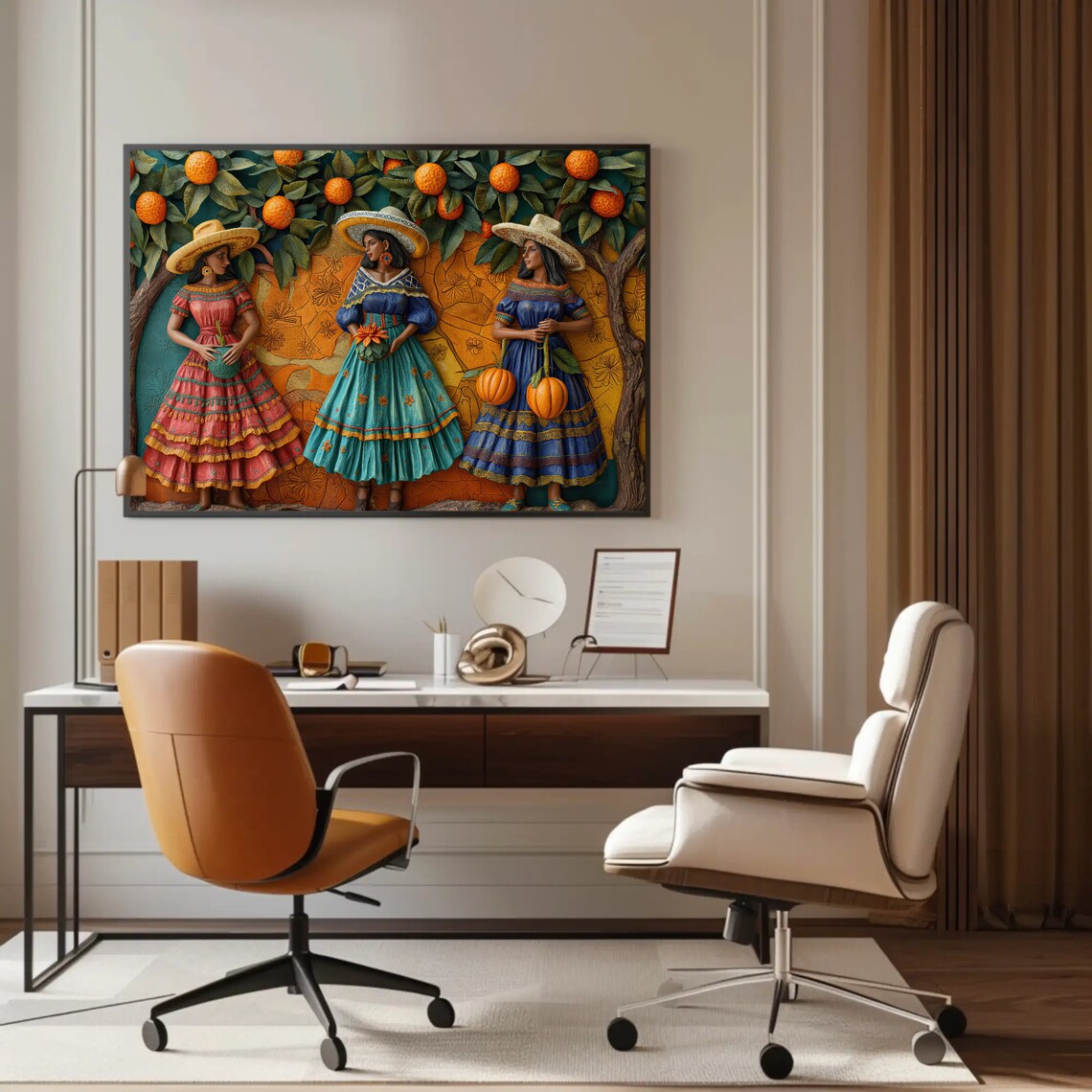 Mexican 3D Illusion Modern Art Print, Colorful Decor - Image 4