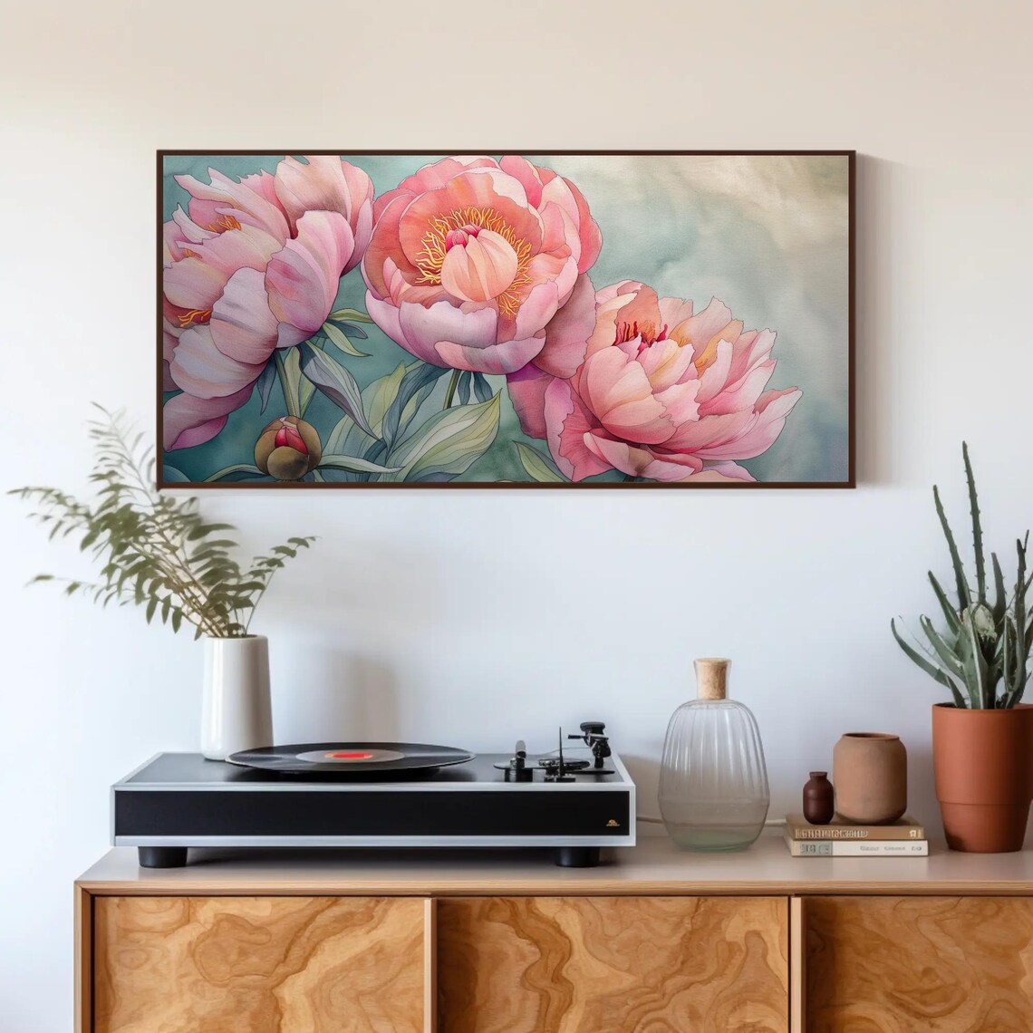 Blush Pink Peonies Watercolor Soft Romantic Floral Bloom Poster - Image 3