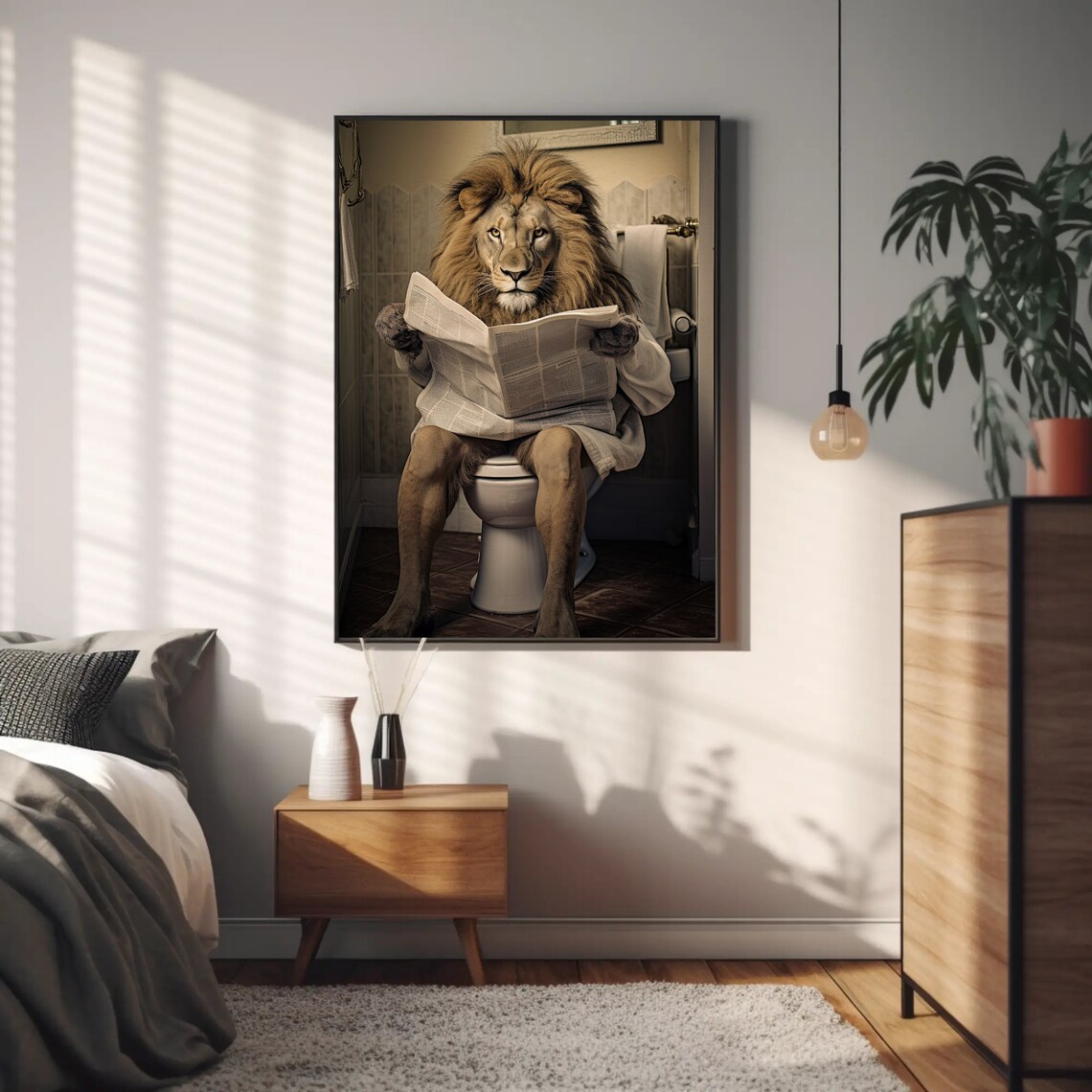 Majestic Lion Toilet Humor Animal Art Print - Image 4