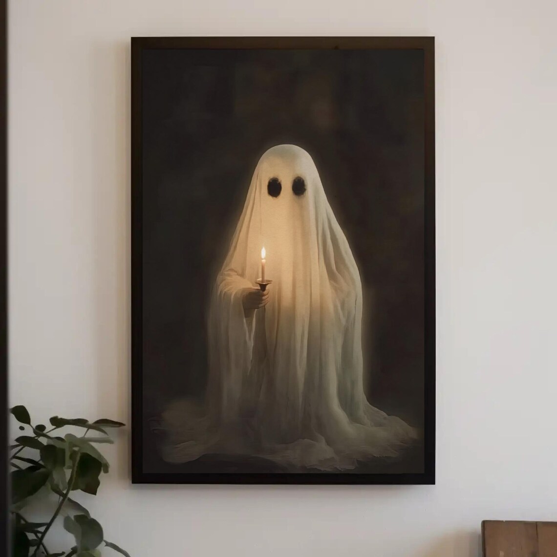 Ghost Holding Candle Darkness Ornate Golden Frame Haunting Night Poster - Image 4