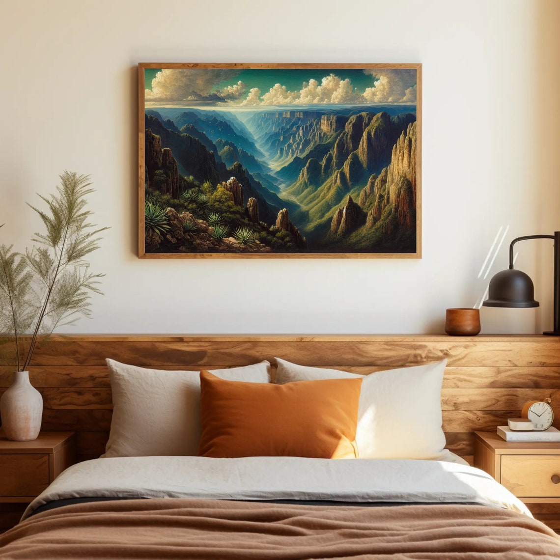 Vast Canyon Cliffs Under Dramatic Clouds Landscape Painting Poster - Image 5