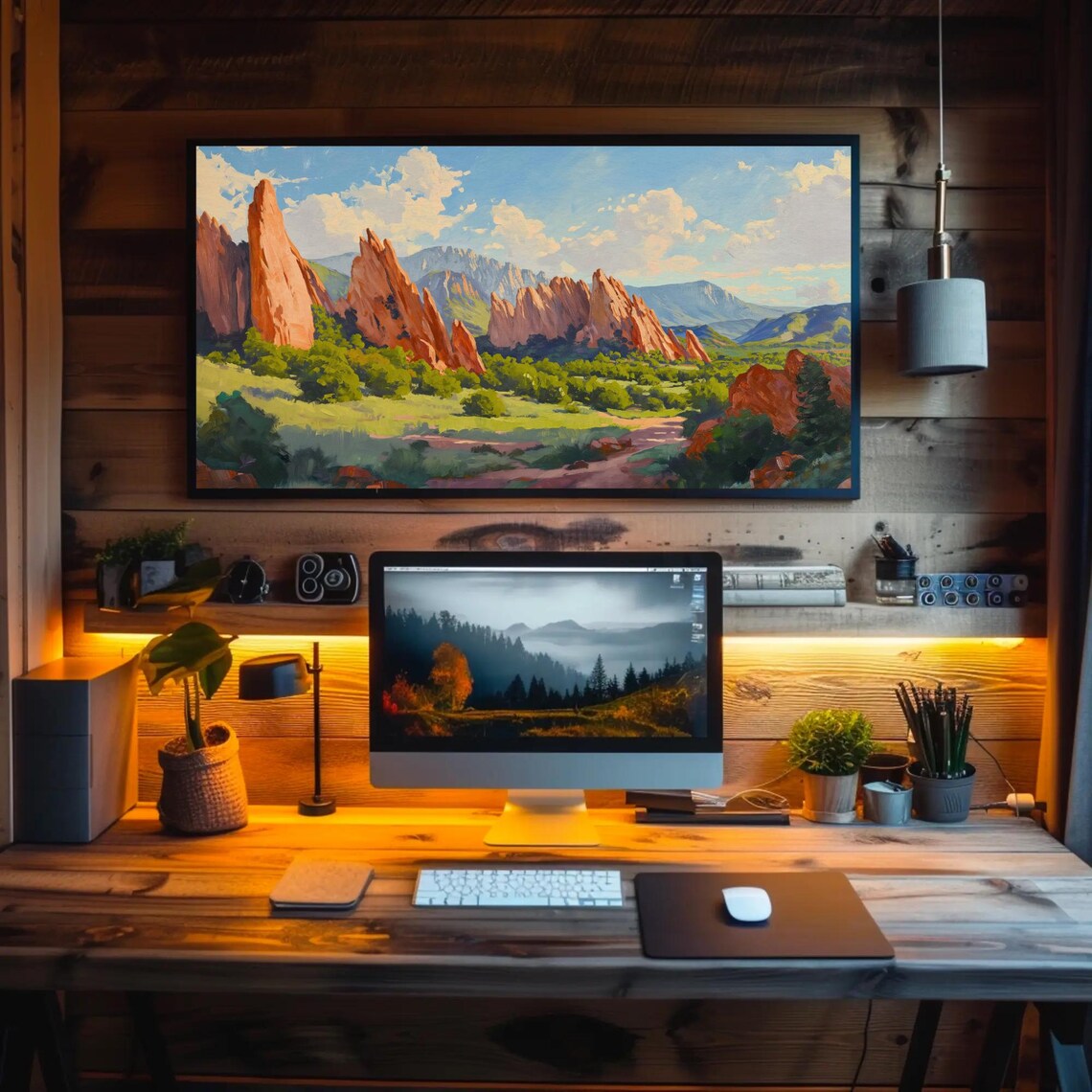 Colorado Springs Garden Of The Gods Oil Painting Art Print - Image 4