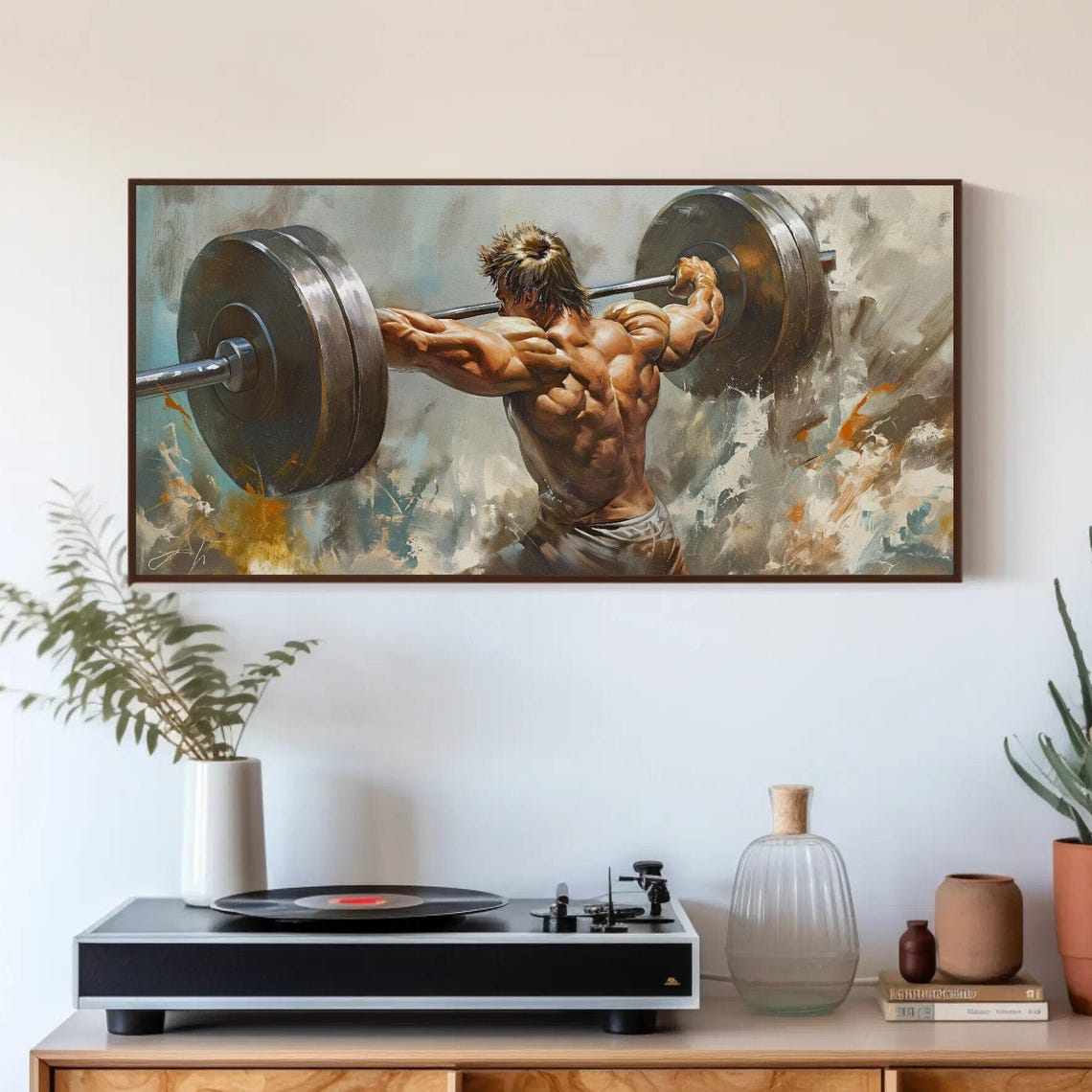 Weightlifter Overhead Squat Heavy Barbell Strength Gym Art Poster