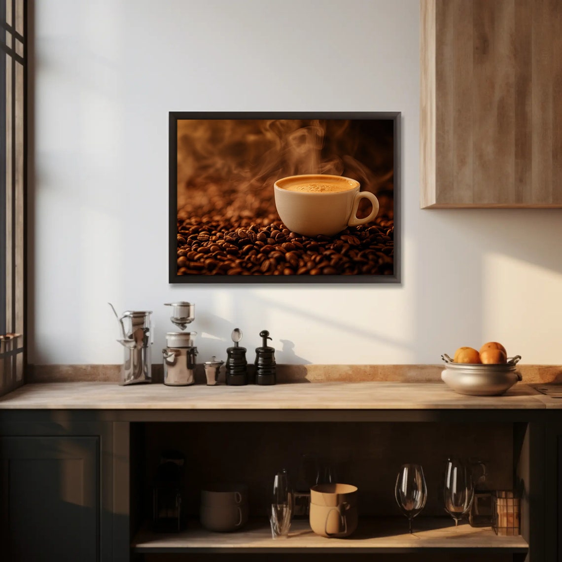 Coffee Cup Print Brown Cafe Decor Wall Art For Kitchen Or Coffee Shop Coffee Beans Painting Poster - Image 5