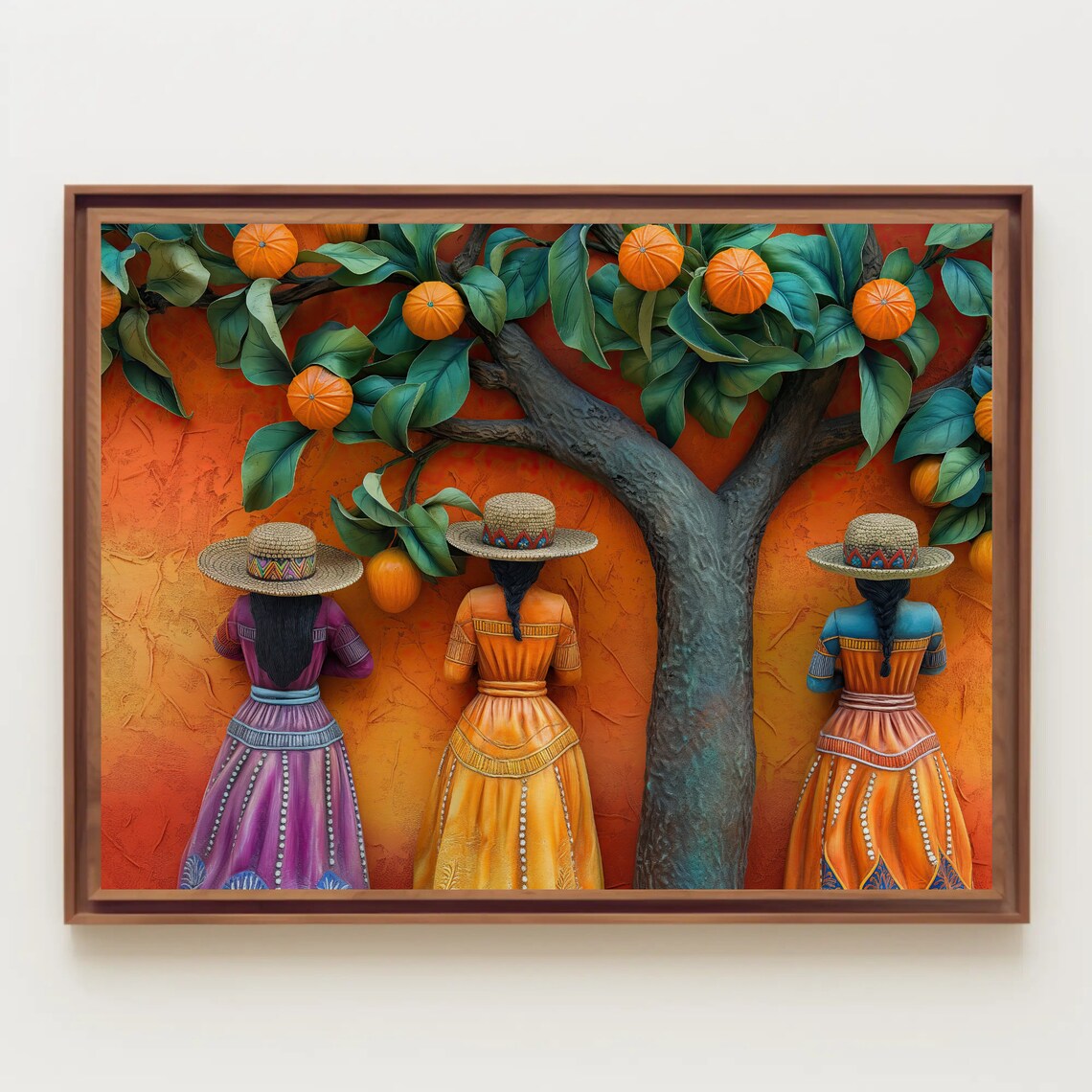 Mexican Woman Art Print, 3D Illusion Style