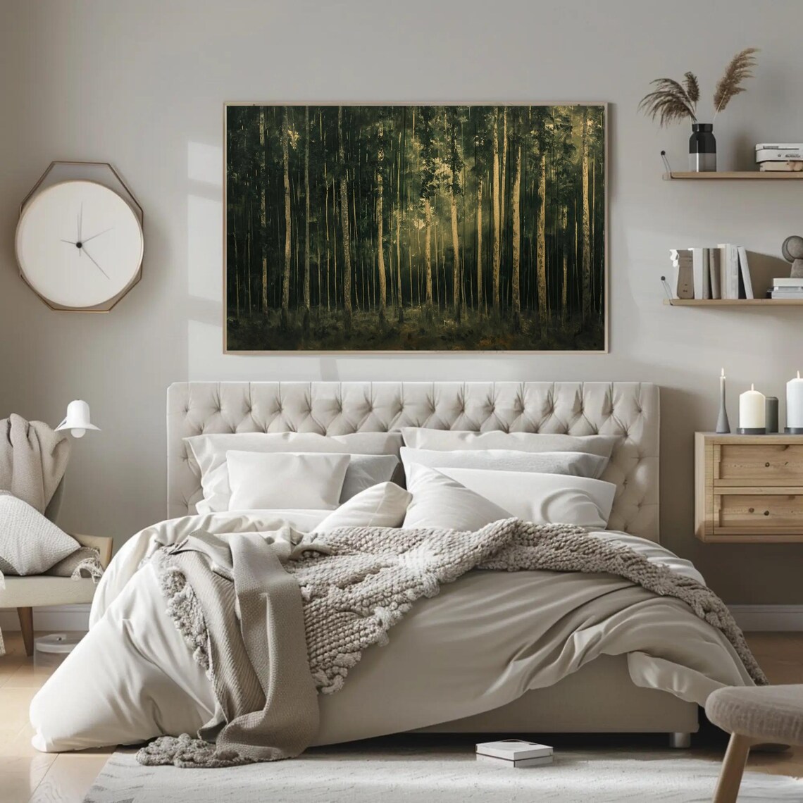 Green Forest Oil Painting, Nature Landscape Art Print - Image 3