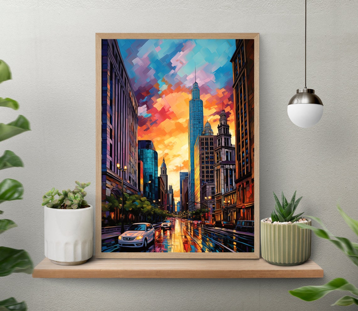 Chicago Wall Art Wall Art Chicago Poster Chicago Photo Chicago Poster Print Custom Travel Poster United States Oil Painting - Image 5