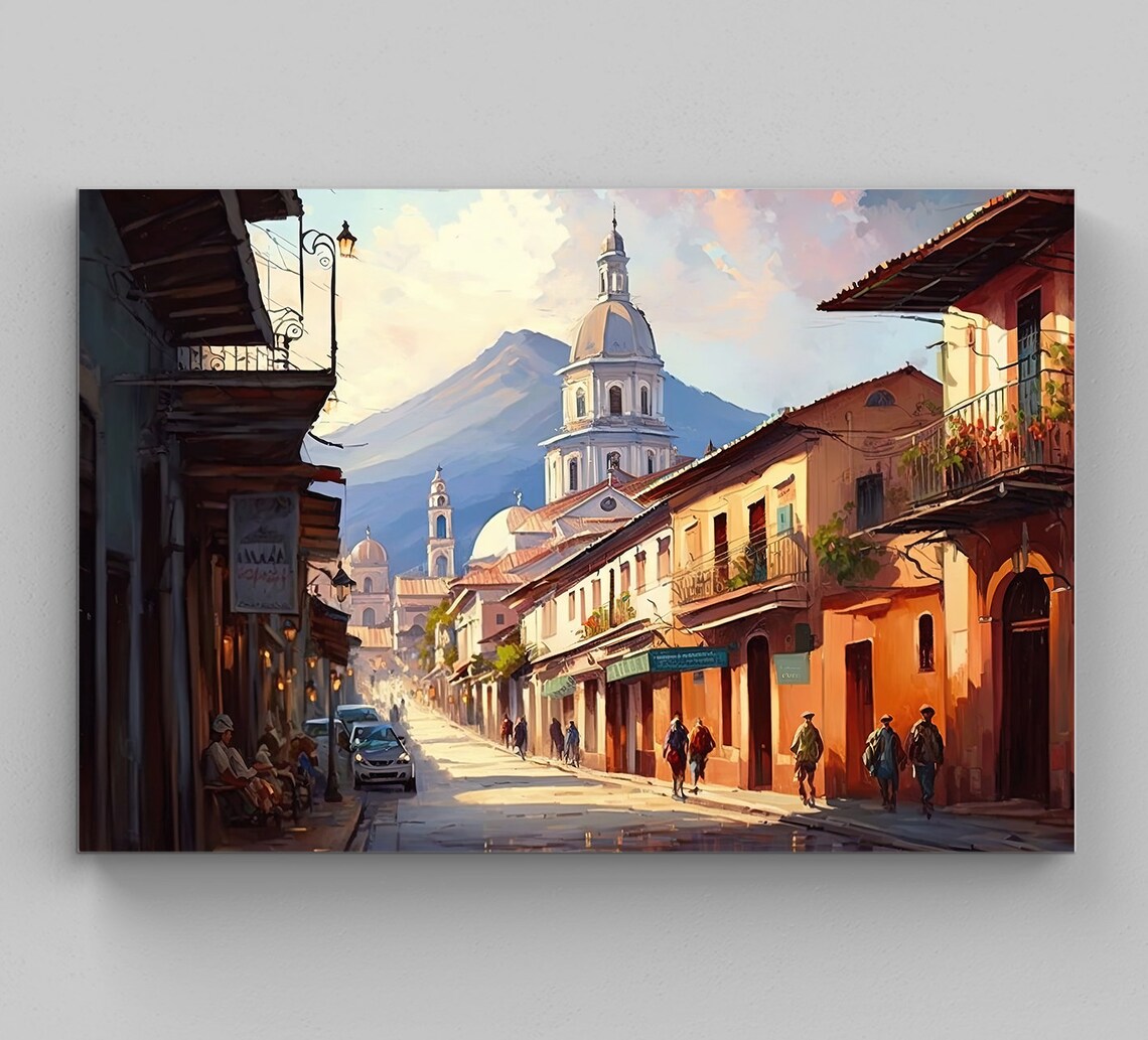 Guatemala Town Landscape Painting Guatemala Art Guatemala Art Guatemala Travel Print Caribbean Travel Print Guatemala Wall Decor