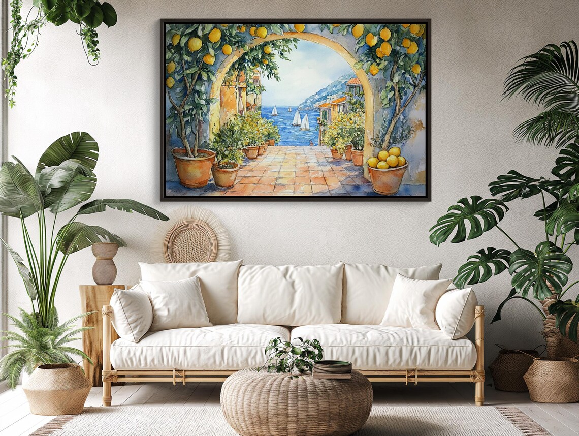 Italian Street With Lemon Tree, Mediterranean Art Print - Image 5