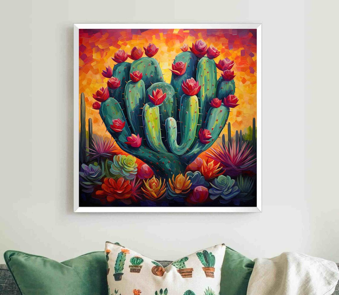 Mexican Heart-Shaped Cactus, Mexican Folk Art Print - Image 5