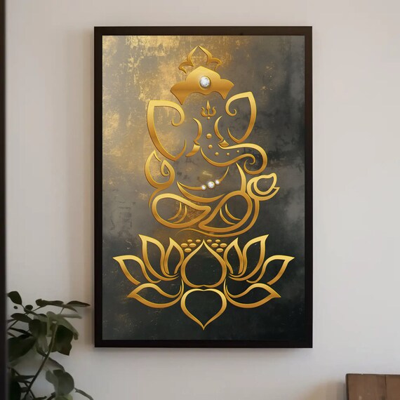 Lord Ganesha Minimalist Abstract Hindu Deity Art Print