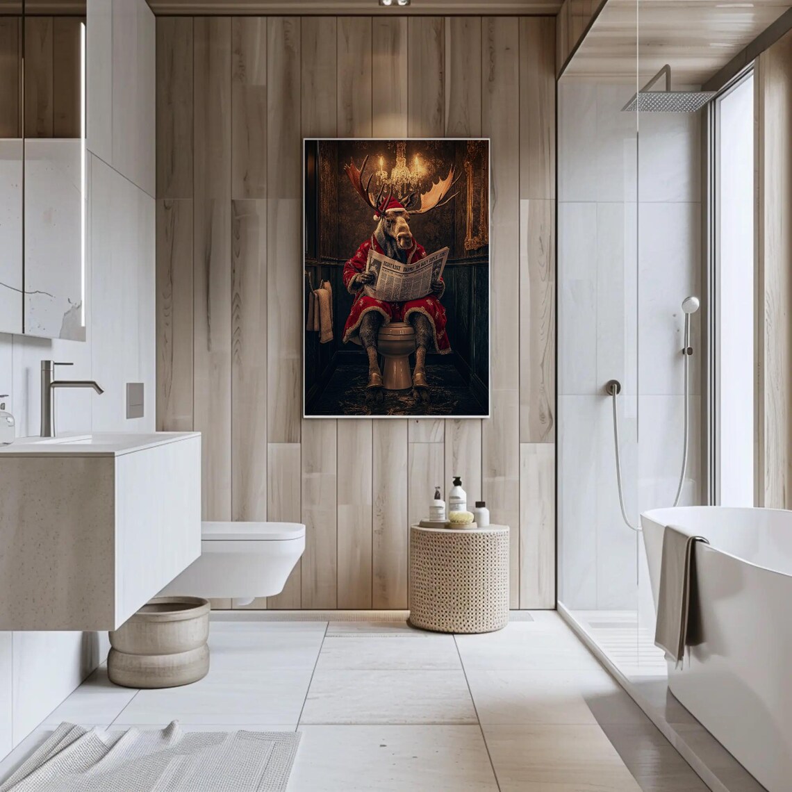 Christmas Moose Toilet Humor Art Print, Whimsical Decor - Image 5