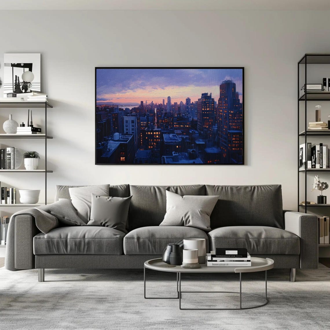 Glowing Manhattan Aerial Skyline Under A Violet Dusk Sky Poster - Image 3