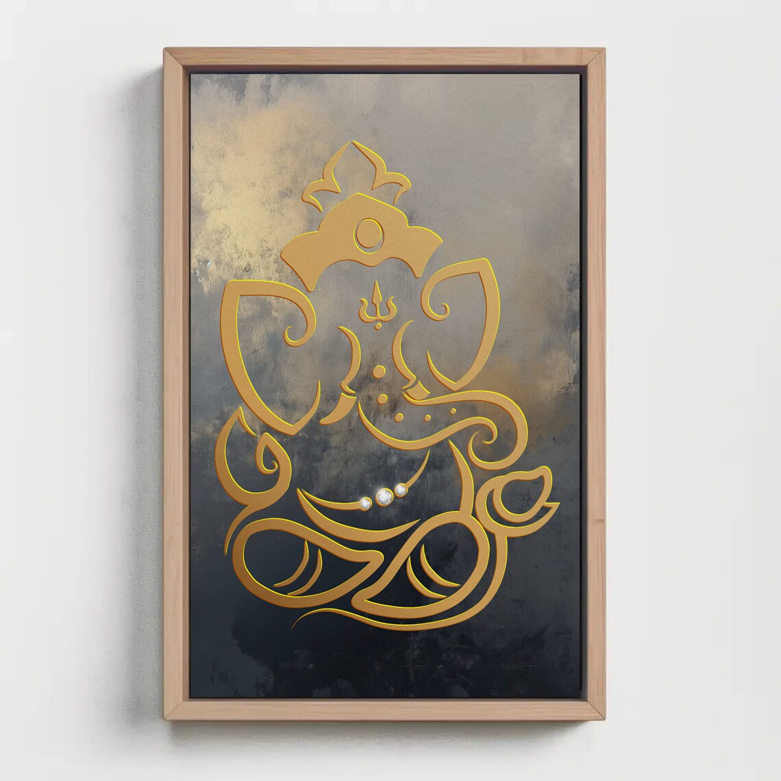 Golden Lord Ganesha Minimalist Line Art Spiritual Decor Poster - Image 3