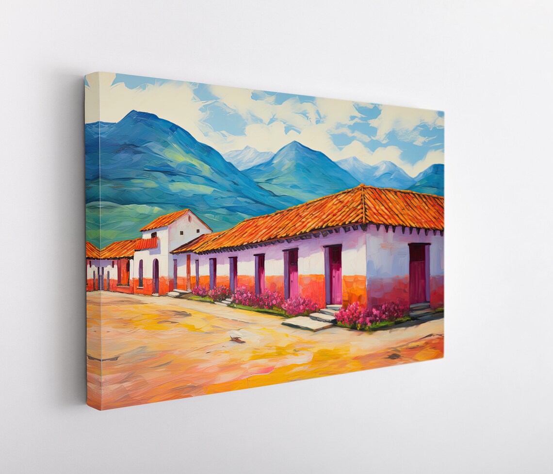Villa de Leyva Colombia Colonial Street With Mountain View Poster - Image 4