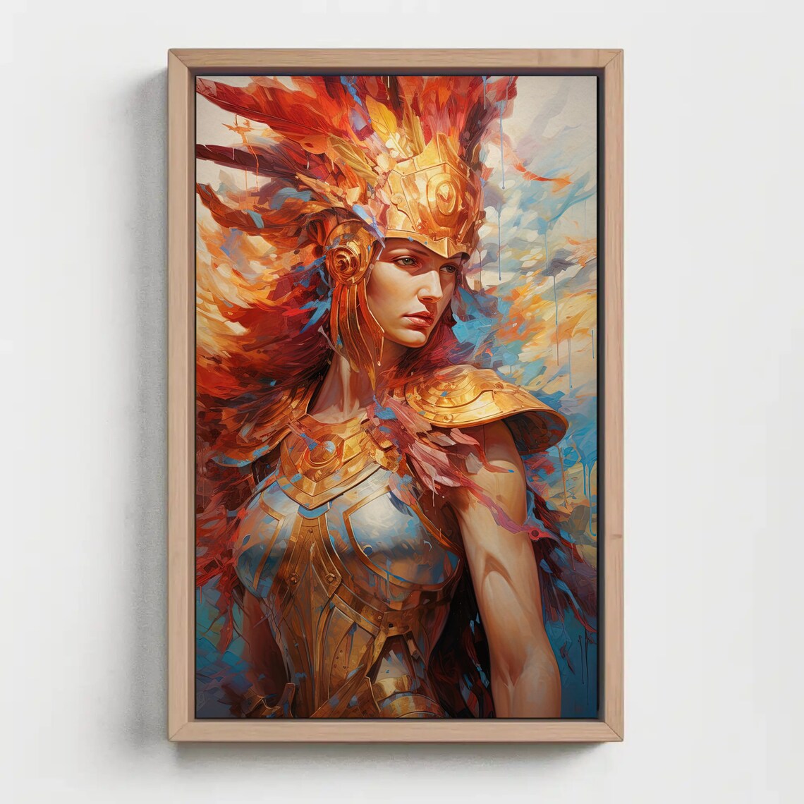Athena Greek Goddess Of War Fiery Plumed Golden Armor Poster - Image 4