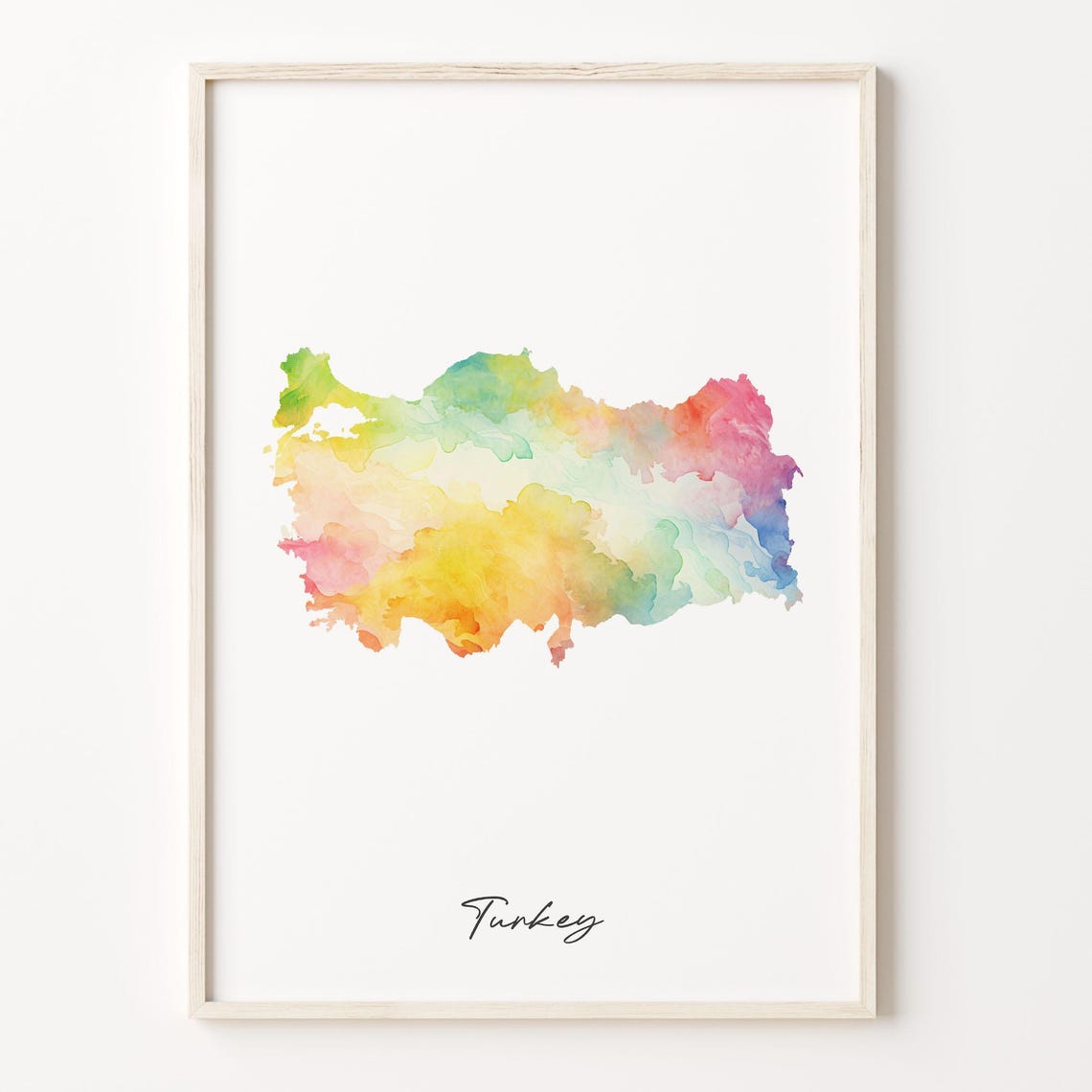 Turkey Watercolor Country Map Vibrant Minimalist Travel Art Poster