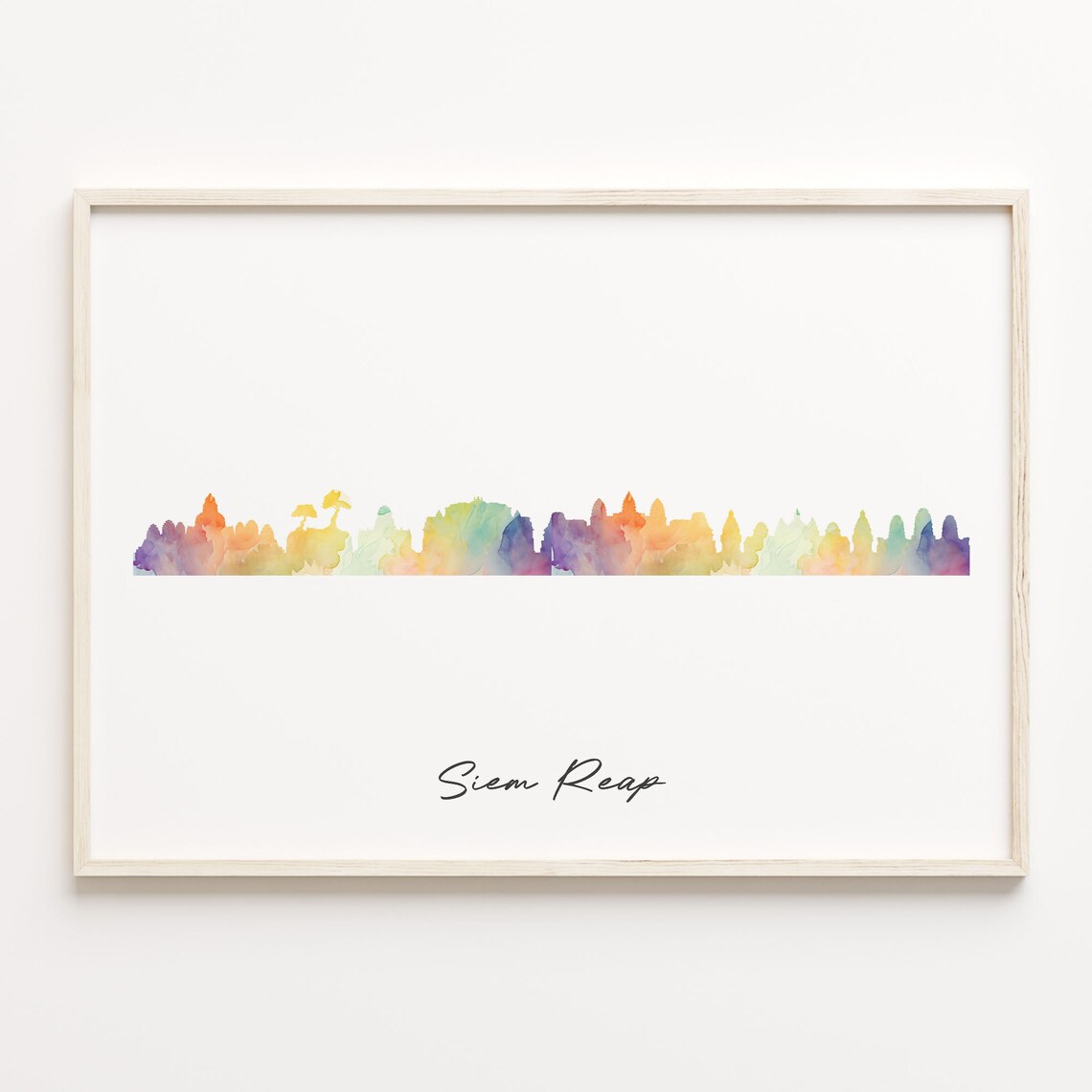 Siem Reap Watercolor Skyline Cambodia Cityscape Travel Poster