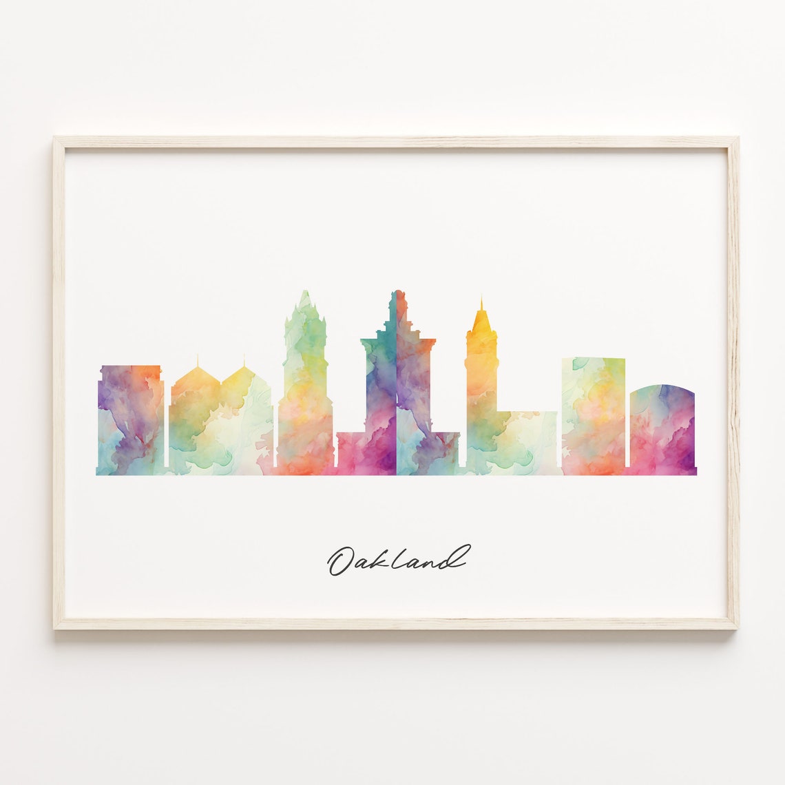 Oakland Skyline Print Watercolor Cityscape United States Wall Art Poster Watercolour City Living Room C29179