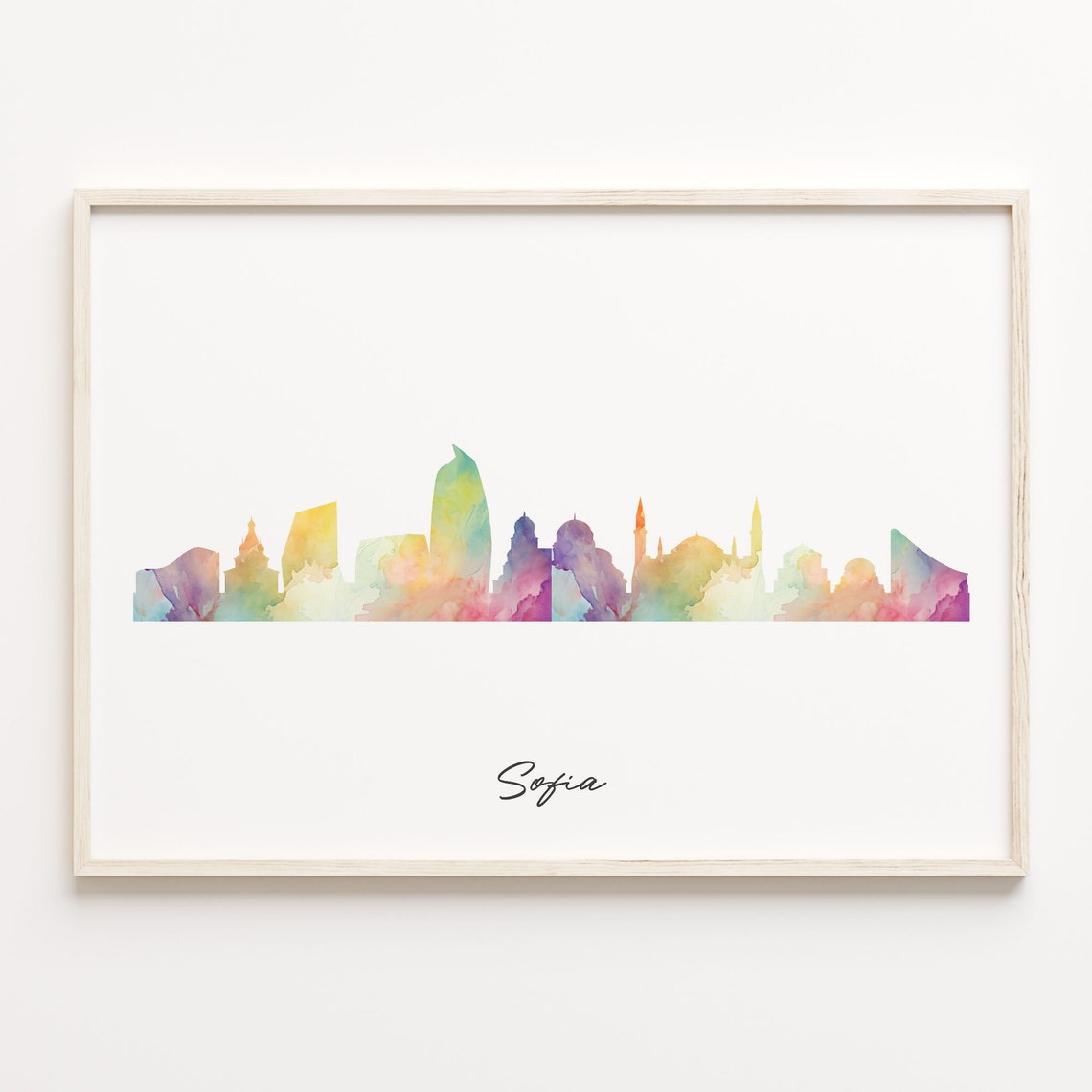 Sofia Bulgaria Watercolor Skyline Cityscape Travel Gift Poster