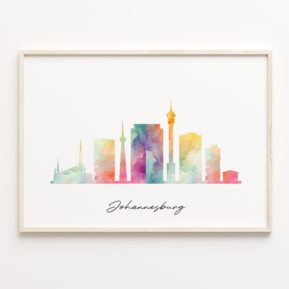 Johannesburg South Africa Watercolor Skyline Cityscape Travel Poster