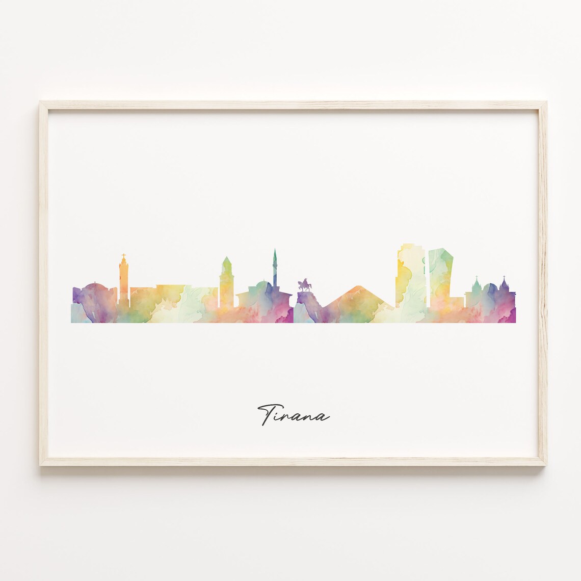 Tirana Albania Watercolor Skyline Cityscape Colorful Europe Poster