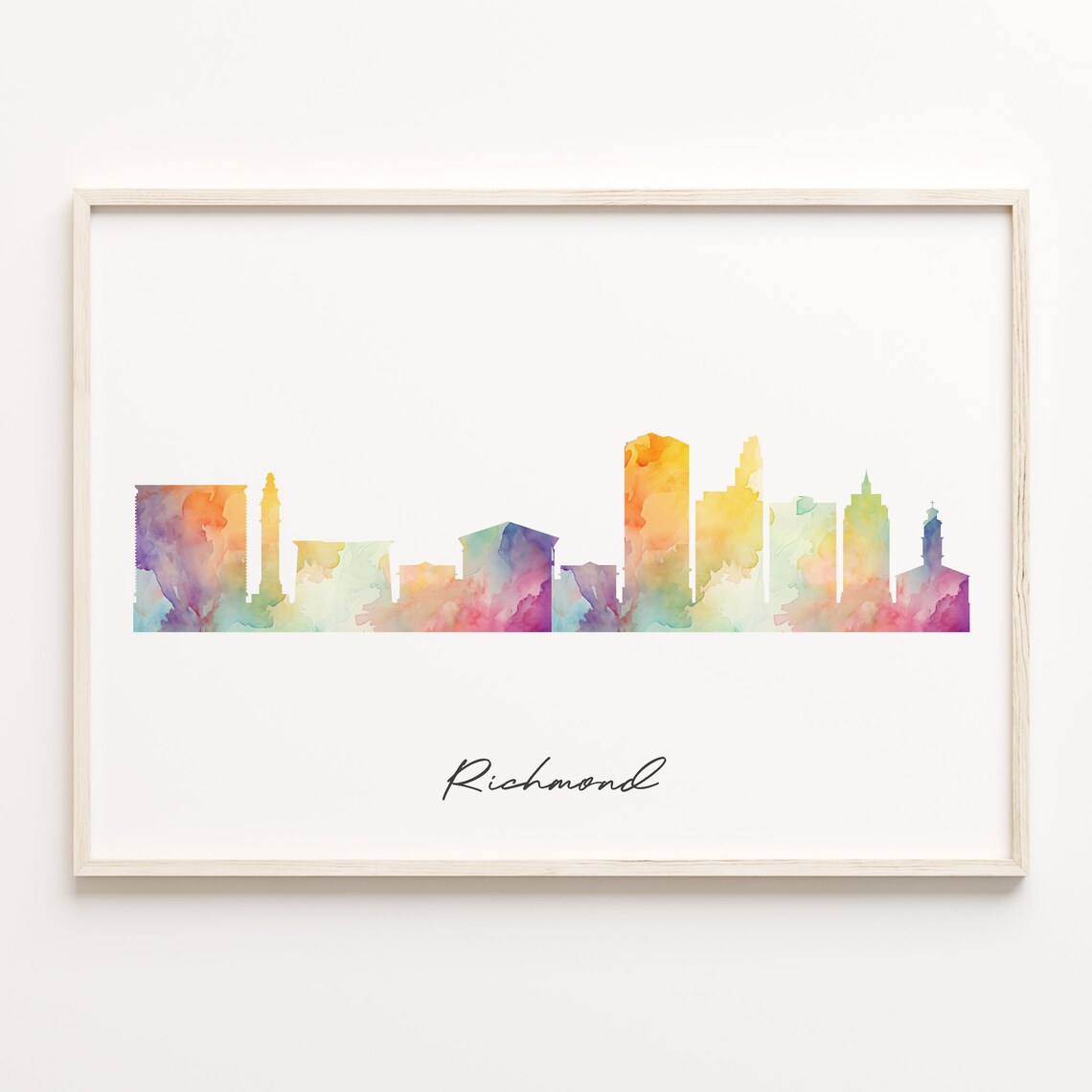 Richmond United States Colorful Watercolor Skyline Cityscape Art Poster