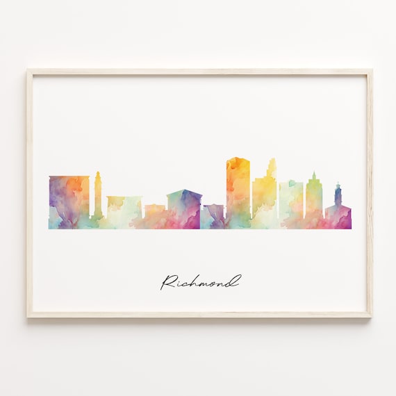 Richmond United States Colorful Watercolor Skyline Cityscape Art Poster