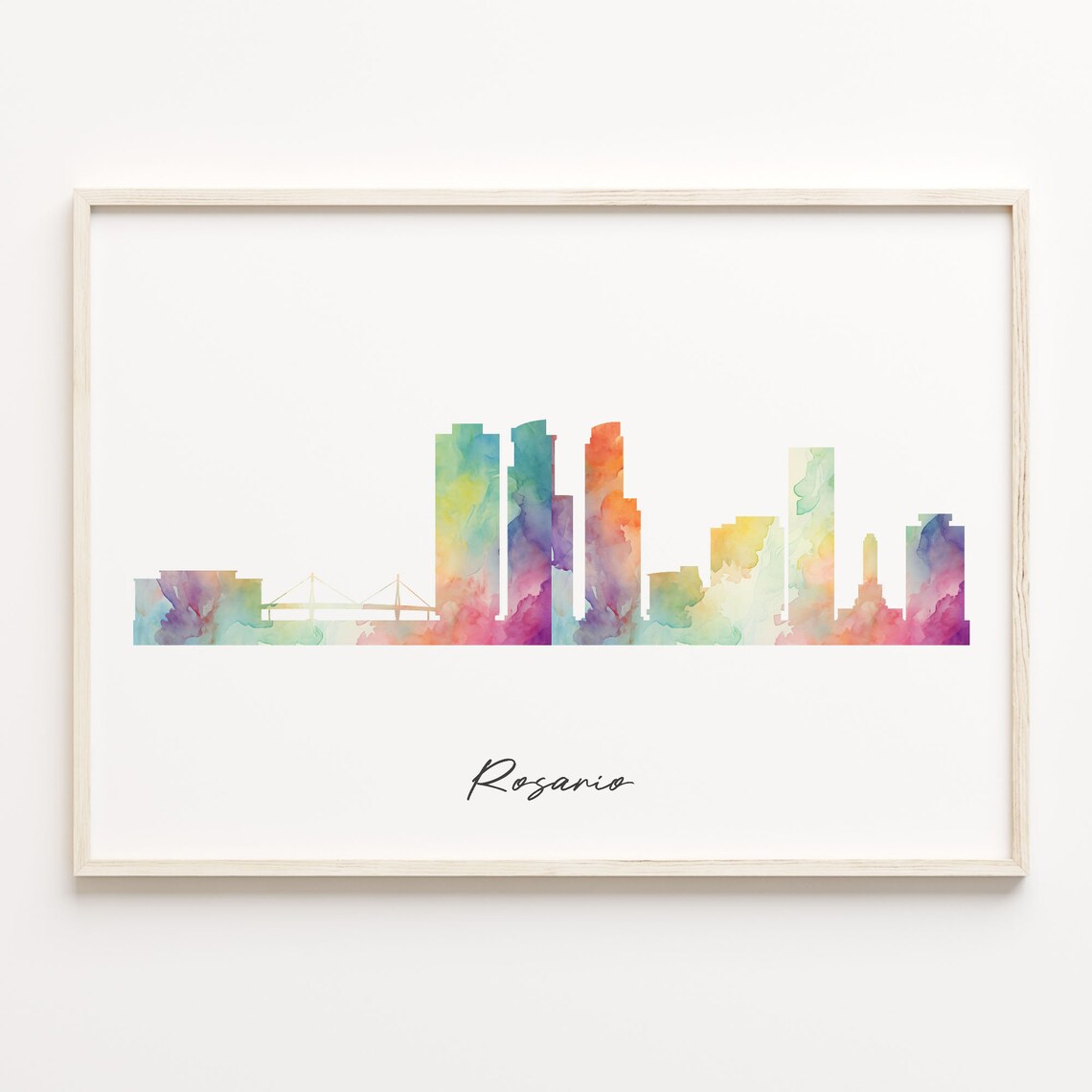 Rosario Argentina Colorful Watercolor Skyline Cityscape Poster