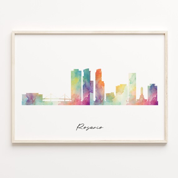 Rosario Argentina Colorful Watercolor Skyline Cityscape Poster