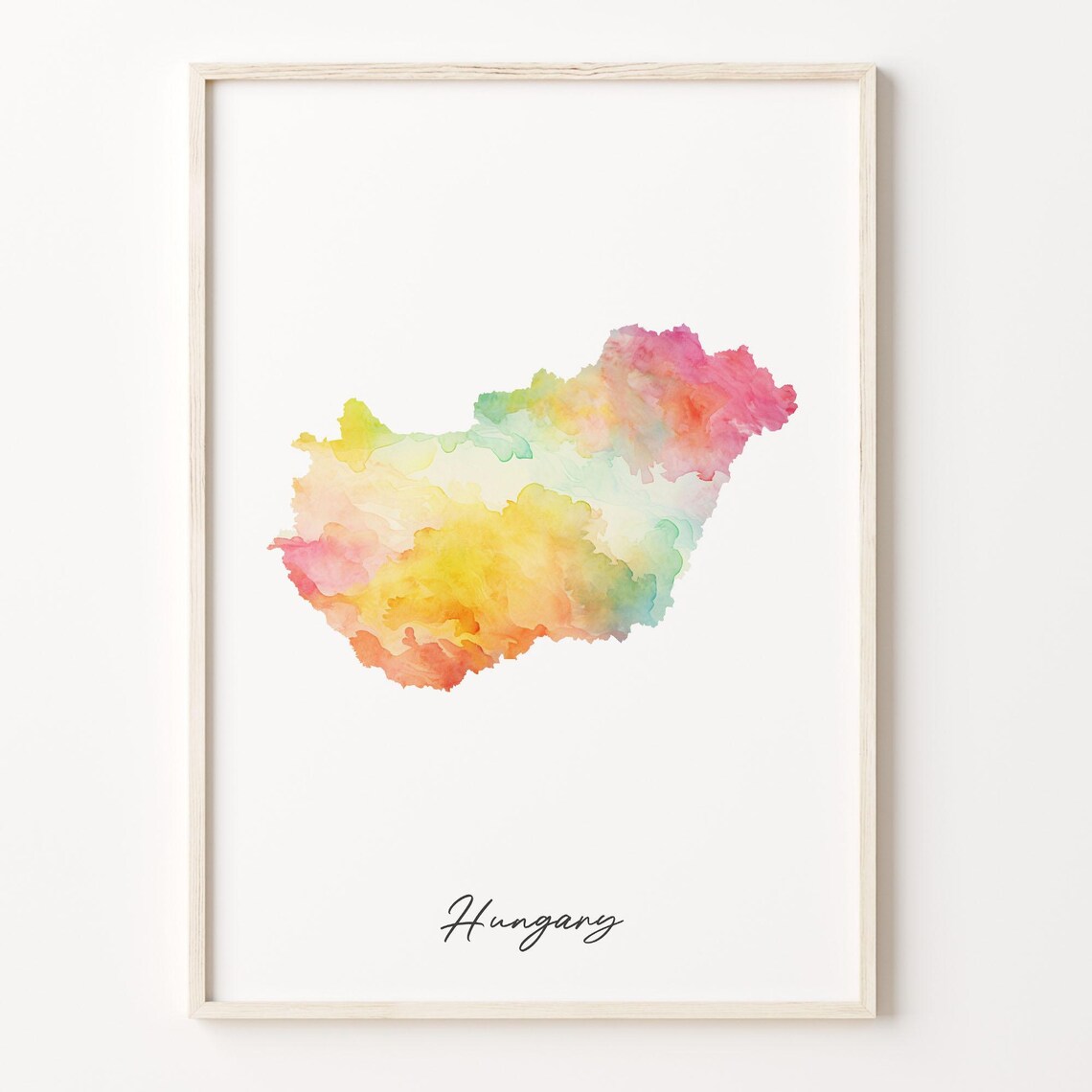 Hungary Country Watercolor Map Central Europe Shape Art Print
