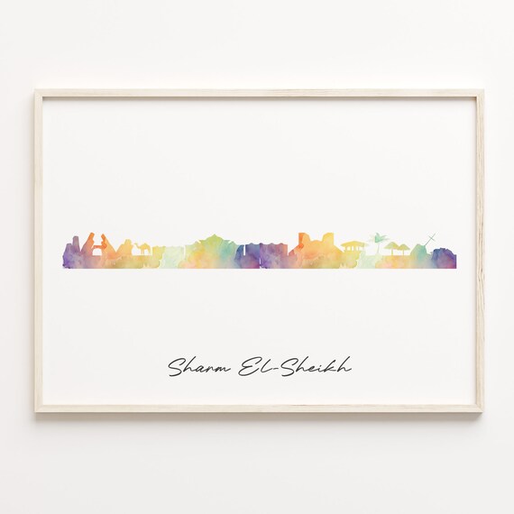 Sharm El-Sheikh Egypt Watercolor Skyline Cityscape Travel Poster